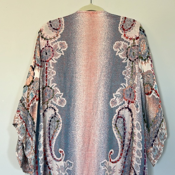 Raj Floral Embroidered Long Kimono OS - Picture 6 of 7